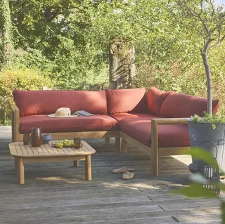 Salotto da giardino angolare 5 posti legno acacia Burgos comfort