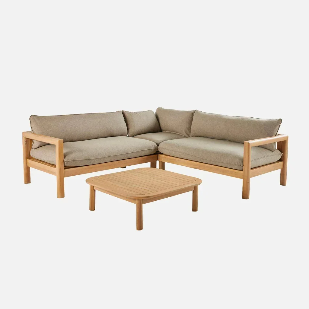Set giardino angolare 5 posti legno acacia Burgos