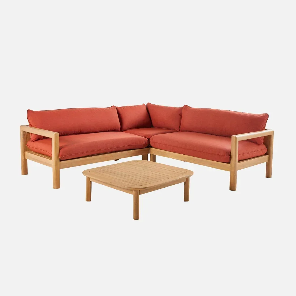 Salotto da giardino angolare 5 posti legno acacia Burgos comfort