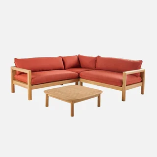 Salotto da giardino angolare 5 posti legno acacia Burgos comfort