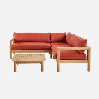 Salotto da giardino angolare 5 posti legno acacia Burgos comfort