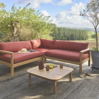 Salotto da giardino angolare 5 posti legno acacia Burgos comfort