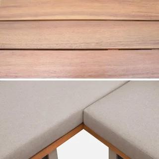 Salon d'extérieur d'angle 5 places bois d'acacia et aluminium - Acalia