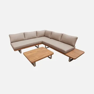 Salon d'extérieur d'angle 5 places bois d'acacia et aluminium - Acalia