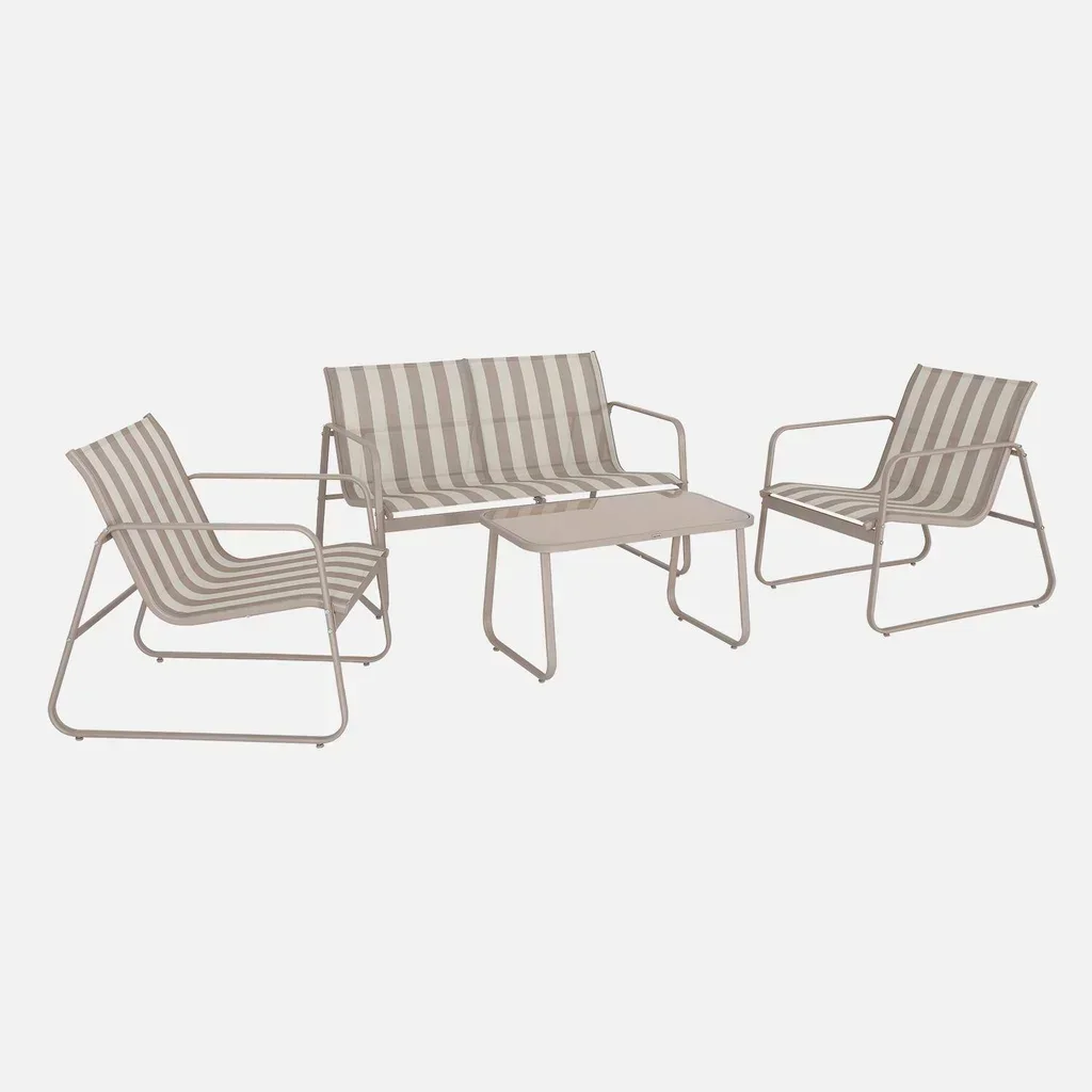 Set giardino Silvi 4 posti, metallo antracite e textilene nero