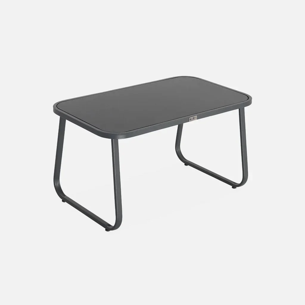 Set giardino Silvi 4 posti, metallo antracite e textilene nero