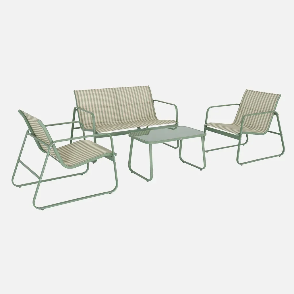 Set giardino metallo 4 posti Silvi stile industriale antracite arredo esterno terrazzo