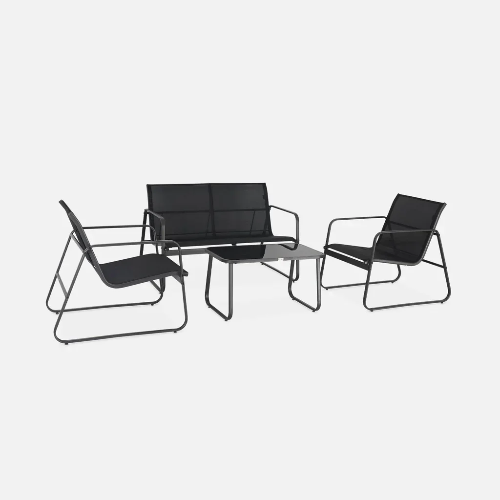 Set giardino metallo 4 posti Silvi stile industriale terrazzo balcone