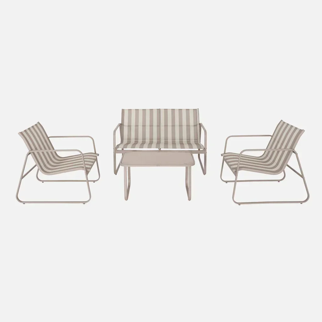 Set giardino Silvi 4 posti, metallo antracite e textilene nero