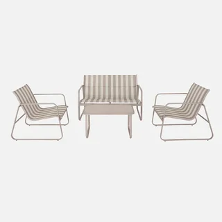 Set giardino Silvi 4 posti, metallo antracite e textilene nero