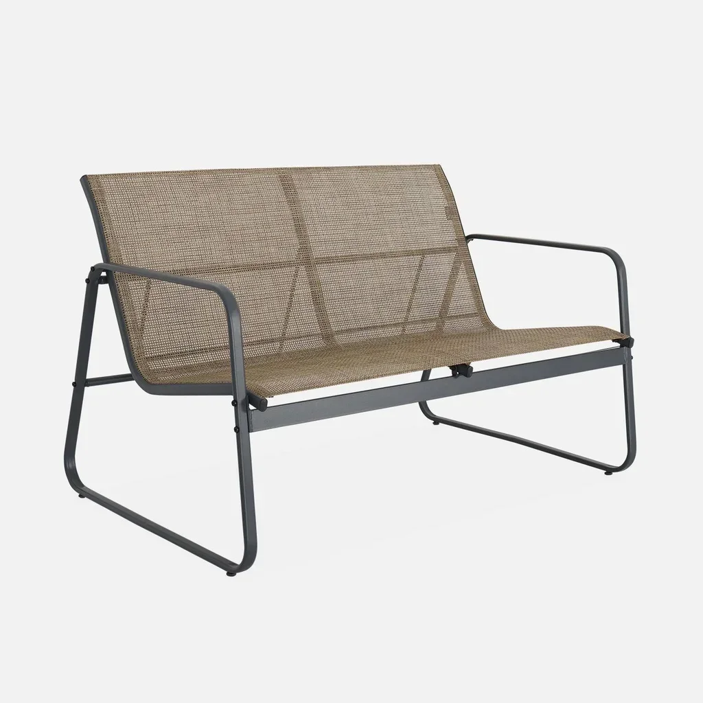 Set giardino Silvi 4 posti, metallo antracite e textilene nero