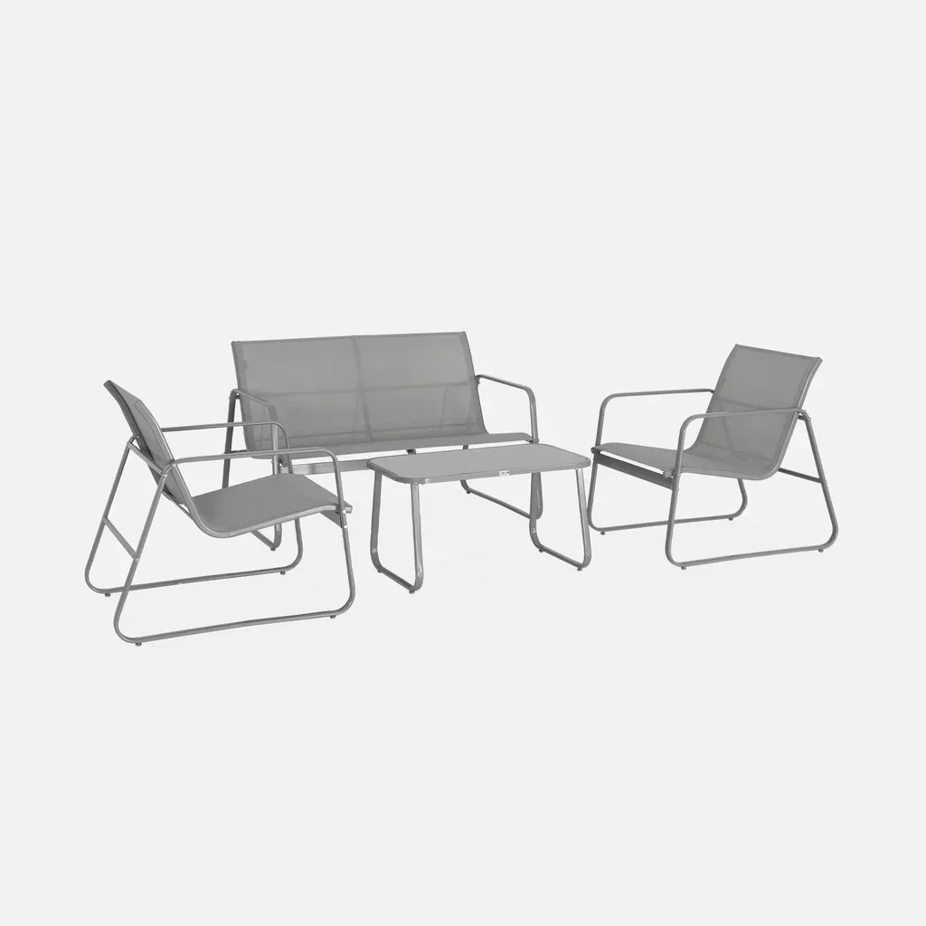Set giardino metallo 4 posti stile industriale terrazzo balcone