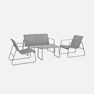 Set giardino metallo 4 posti stile industriale terrazzo balcone