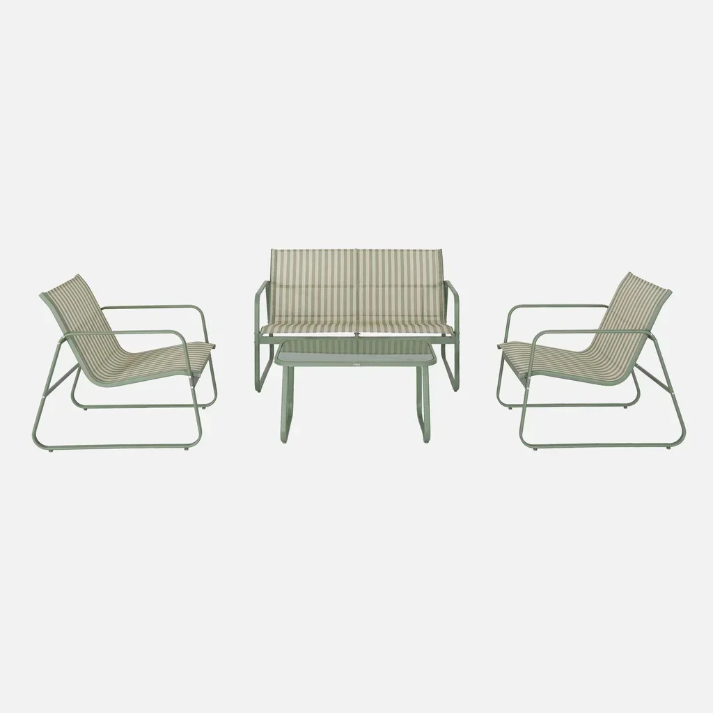 Set giardino metallo 4 posti Silvi stile industriale antracite arredo esterno terrazzo