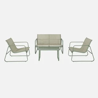 Set giardino metallo 4 posti Silvi stile industriale antracite arredo esterno terrazzo