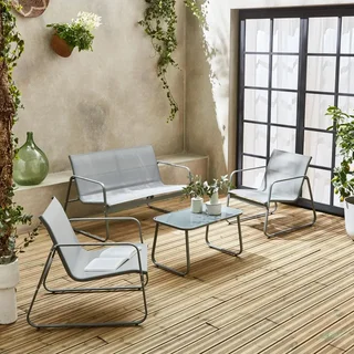 Set giardino metallo 4 posti stile industriale terrazzo balcone