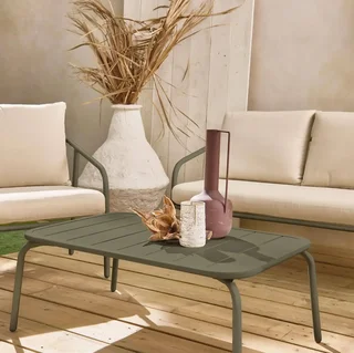 Set da giardino in metallo 4 posti con cuscini comodi da esterno