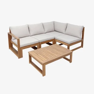 Modulare 4-Sitzer Gartenlounge aus Akazienholz Tula mit Kissen