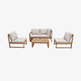 Modulare 4-Sitzer Gartenlounge aus Akazienholz Tula mit Kissen