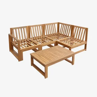 Modulare 4-Sitzer Gartenlounge aus Akazienholz Tula mit Kissen