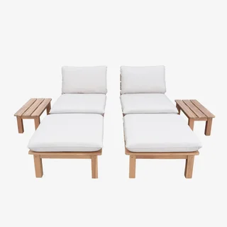 Salon de jardin 2 places bois acacia modulable avec coussins et tables