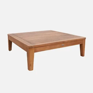 Salon de jardin modulable 3 places acacia beige bouclette avec accoudoirs