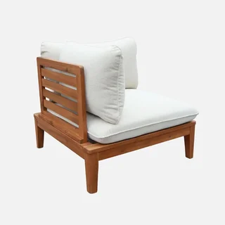 Salon de jardin modulable 3 places acacia beige bouclette avec accoudoirs