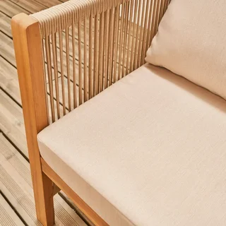 Salon de jardin 4 places bois acacia et corde Alcira