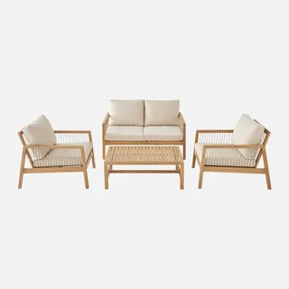 Salon jardin 4 places bois acacia corde Aliste