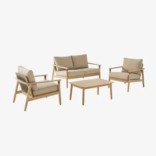 Salon de jardin 4 places bois acacia corde Lazuli avec table basse