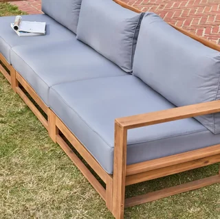 Conjunto jardín 5 plazas madera acacia FSC con cojines 14 cm muebles exterior
