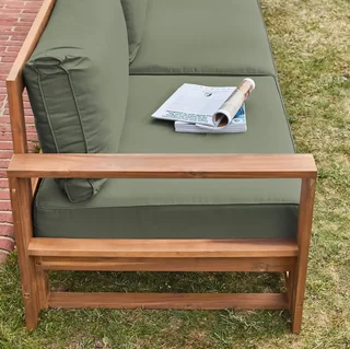 Conjunto jardín 5 plazas madera acacia FSC con cojines 14 cm muebles exterior