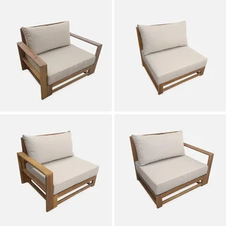 Conjunto jardín 5 plazas madera acacia FSC Mendoza cojines 14 cm
