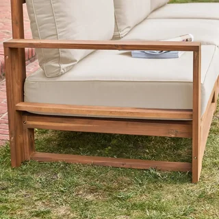 Conjunto jardín 5 plazas madera acacia FSC Mendoza cojines 14 cm