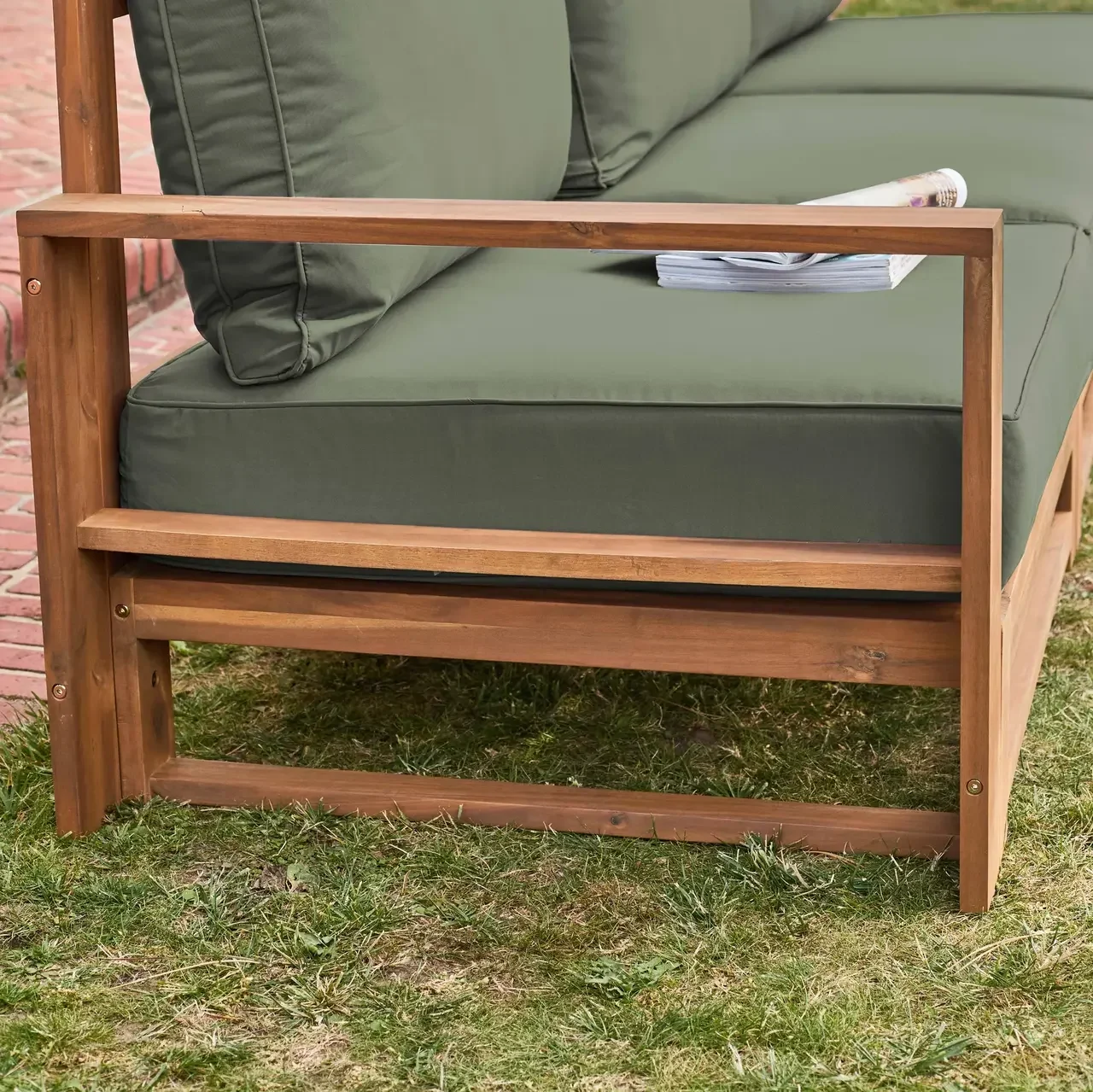 Conjunto jardín 5 plazas madera acacia FSC con cojines 14 cm muebles exterior