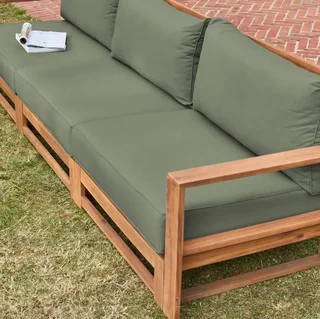 Conjunto jardín 5 plazas madera acacia FSC con cojines 14 cm muebles exterior