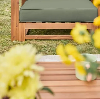 Conjunto jardín 5 plazas madera acacia FSC con cojines 14 cm muebles exterior