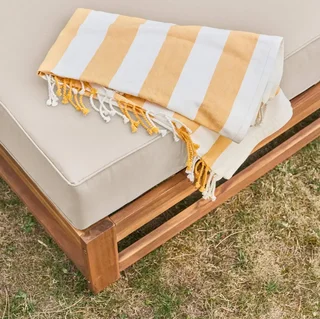 Conjunto jardín 5 plazas madera acacia FSC Mendoza cojines 14 cm