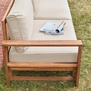 Conjunto jardín 5 plazas madera acacia FSC Mendoza cojines 14 cm