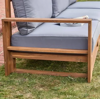 Conjunto jardín 5 plazas madera acacia FSC con cojines 14 cm muebles exterior
