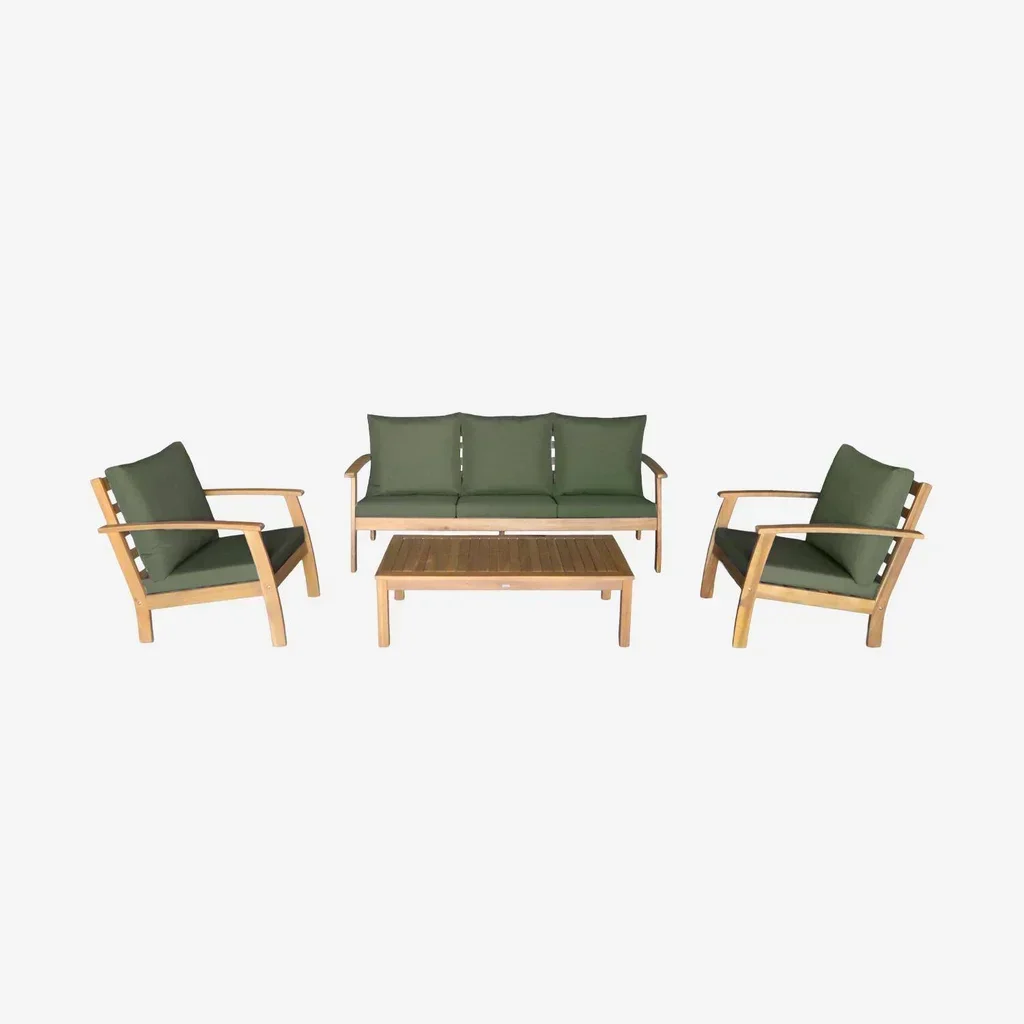 Set giardino 5 posti legno acacia FSC Ushuaïa - Tavolo divano 2 poltrone