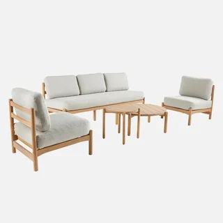 Set giardino 5 posti legno acacia FSC Copacabana divano poltrone tavoli