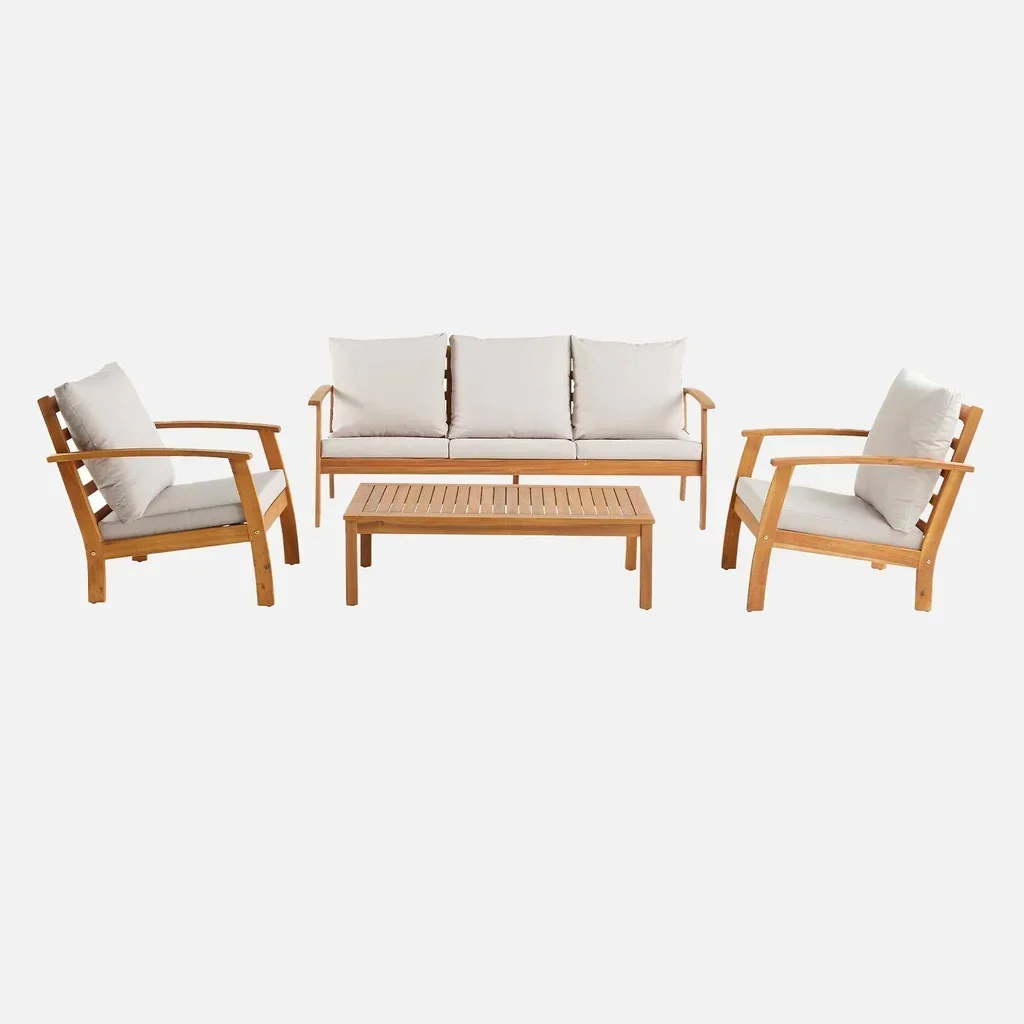 Salotto da giardino 5 posti legno acacia FSC Ushuaïa