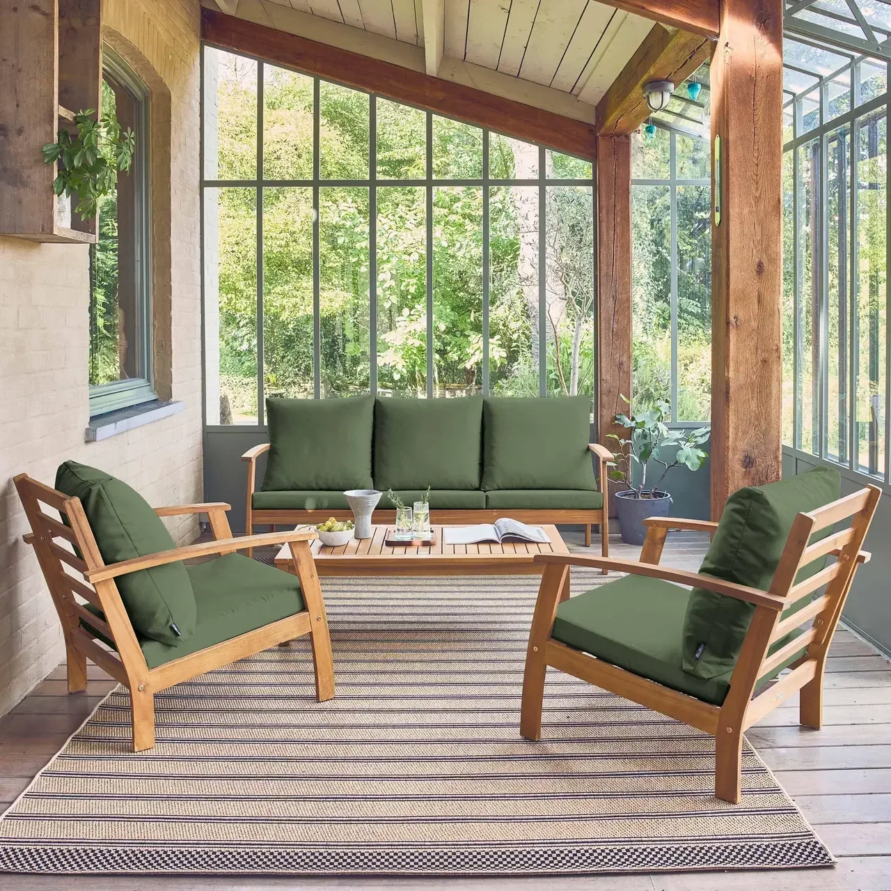 Set giardino 5 posti legno acacia FSC Ushuaïa - Tavolo divano 2 poltrone