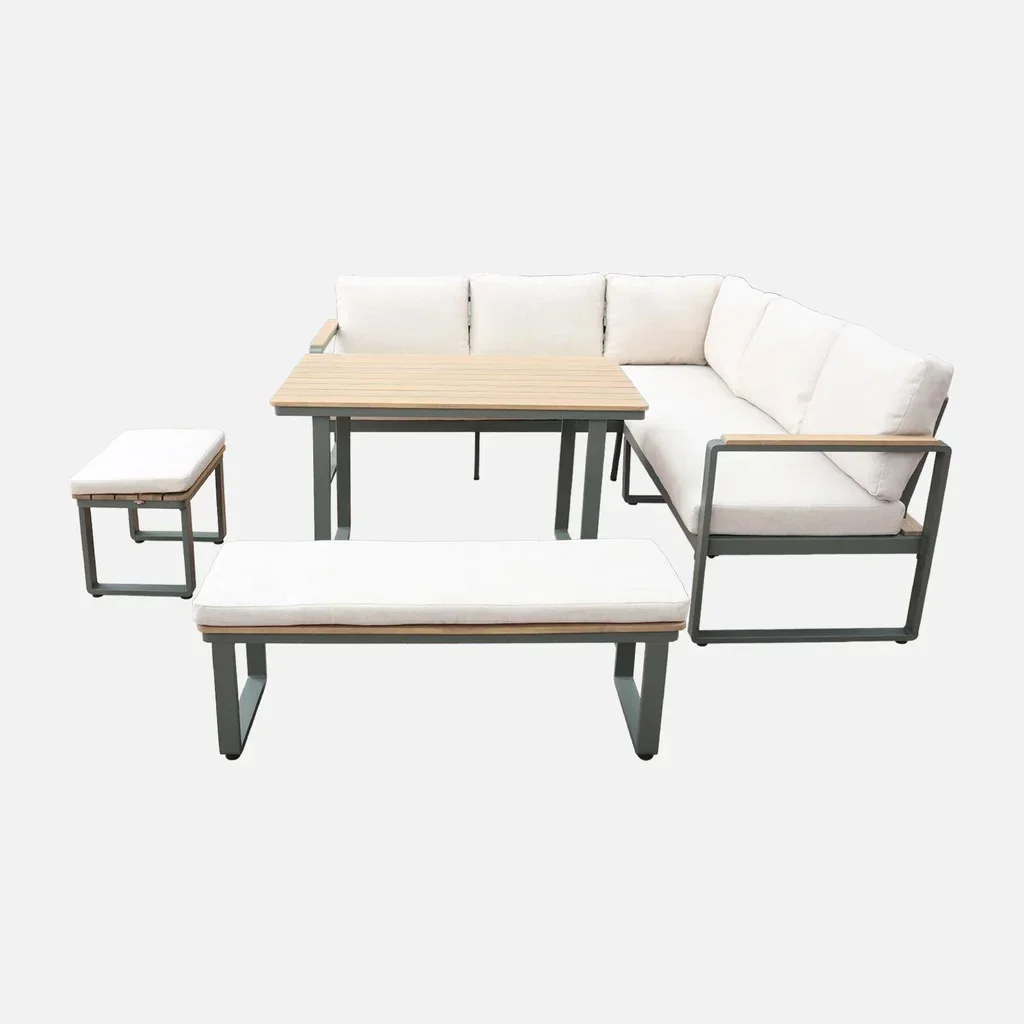 Gartenmöbel Set 8 Personen Akazienholz Aluminium Pampas Terrasse Esstisch