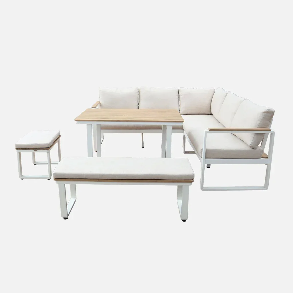 Gartenmöbel Set 8 Personen Akazienholz Aluminium Pampas Terrasse Esstisch