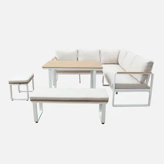 Gartenmöbel Set 8 Personen Akazienholz Aluminium Pampas Terrasse Esstisch