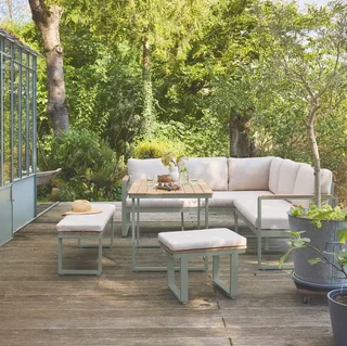 Gartenmöbel Set 8 Personen Akazienholz Aluminium Pampas Terrasse Esstisch