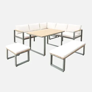 Gartenmöbel Set 8 Personen Akazienholz Aluminium Pampas Terrasse Esstisch
