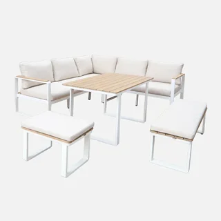 Gartenmöbel Set 8 Personen Akazienholz Aluminium Pampas Terrasse Esstisch